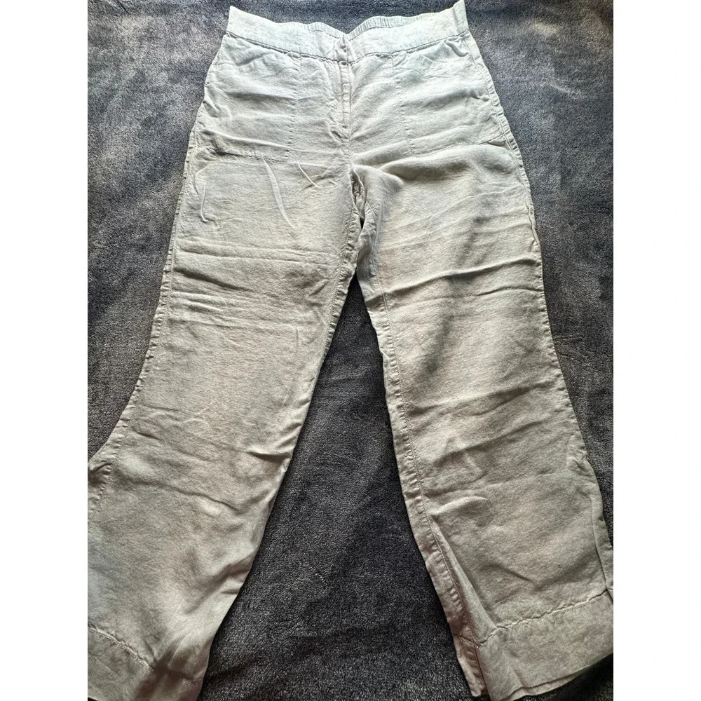 Chico's 100% Linen Straight Leg Pants Beige Oatmeal Size 2.5 Regular 107890 -13